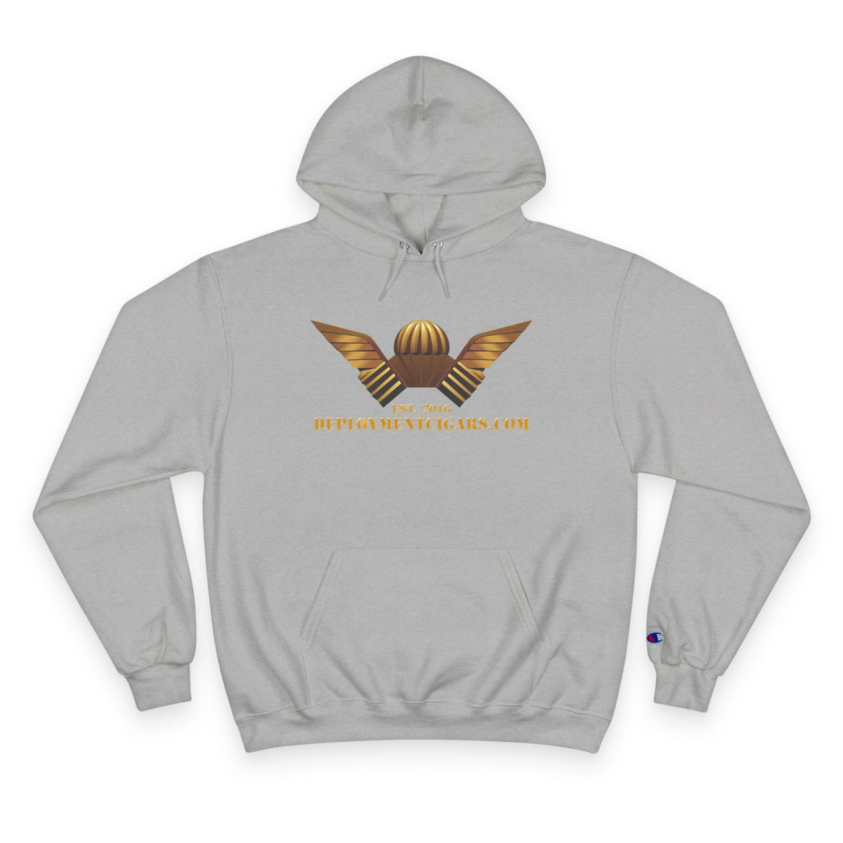 Champion Hoodie — Gold Wing Emblem Military-Inspired Pullover
