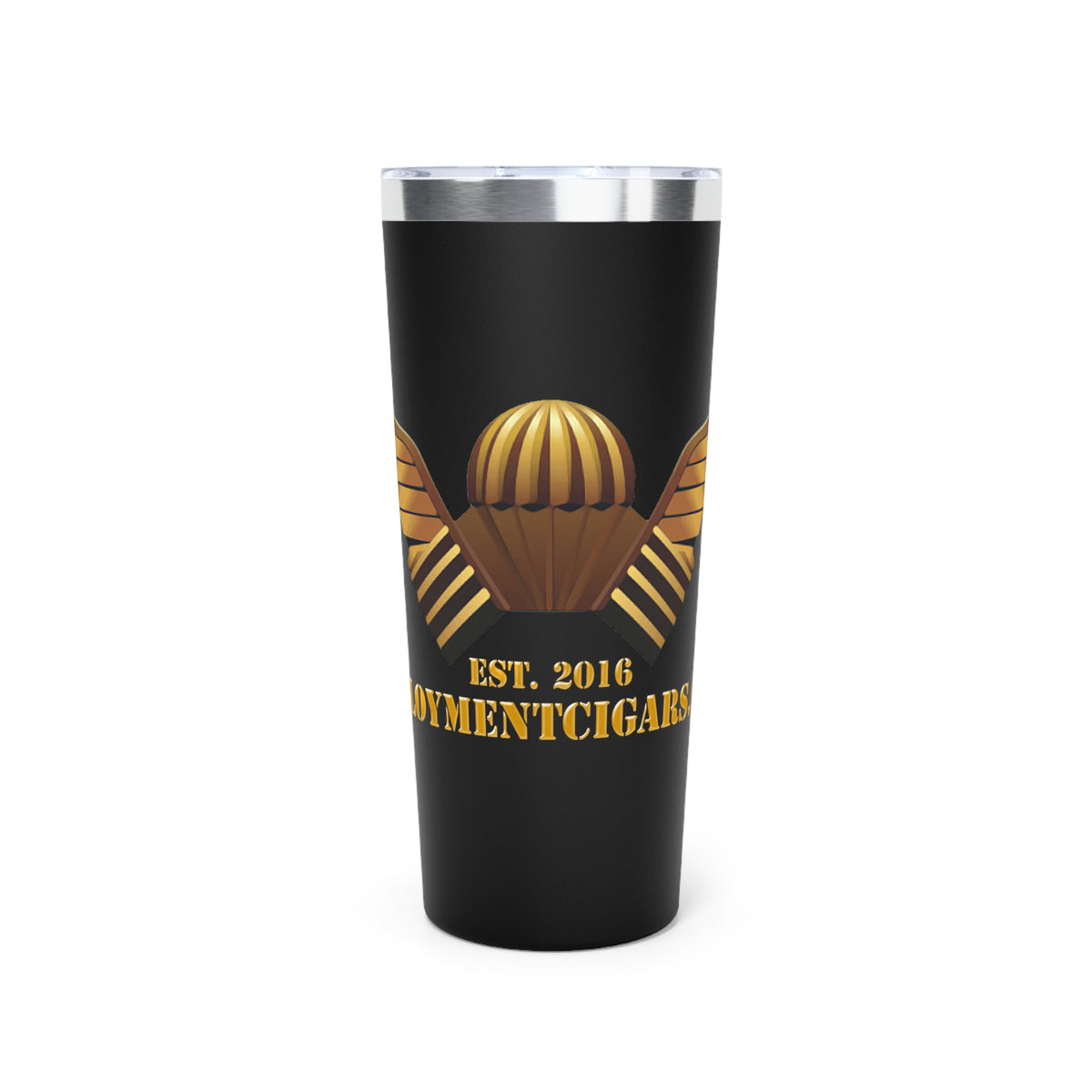 22oz Copper Vacuum Tumbler — Gold Parachute Logo, EST. 2016