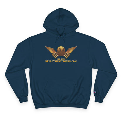 Champion Hoodie — Gold Wing Emblem Military-Inspired Pullover