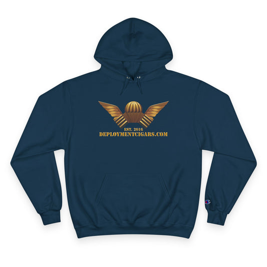 Champion Hoodie — Gold Wing Emblem Military-Inspired Pullover