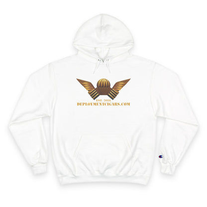 Champion Hoodie — Gold Wing Emblem Military-Inspired Pullover