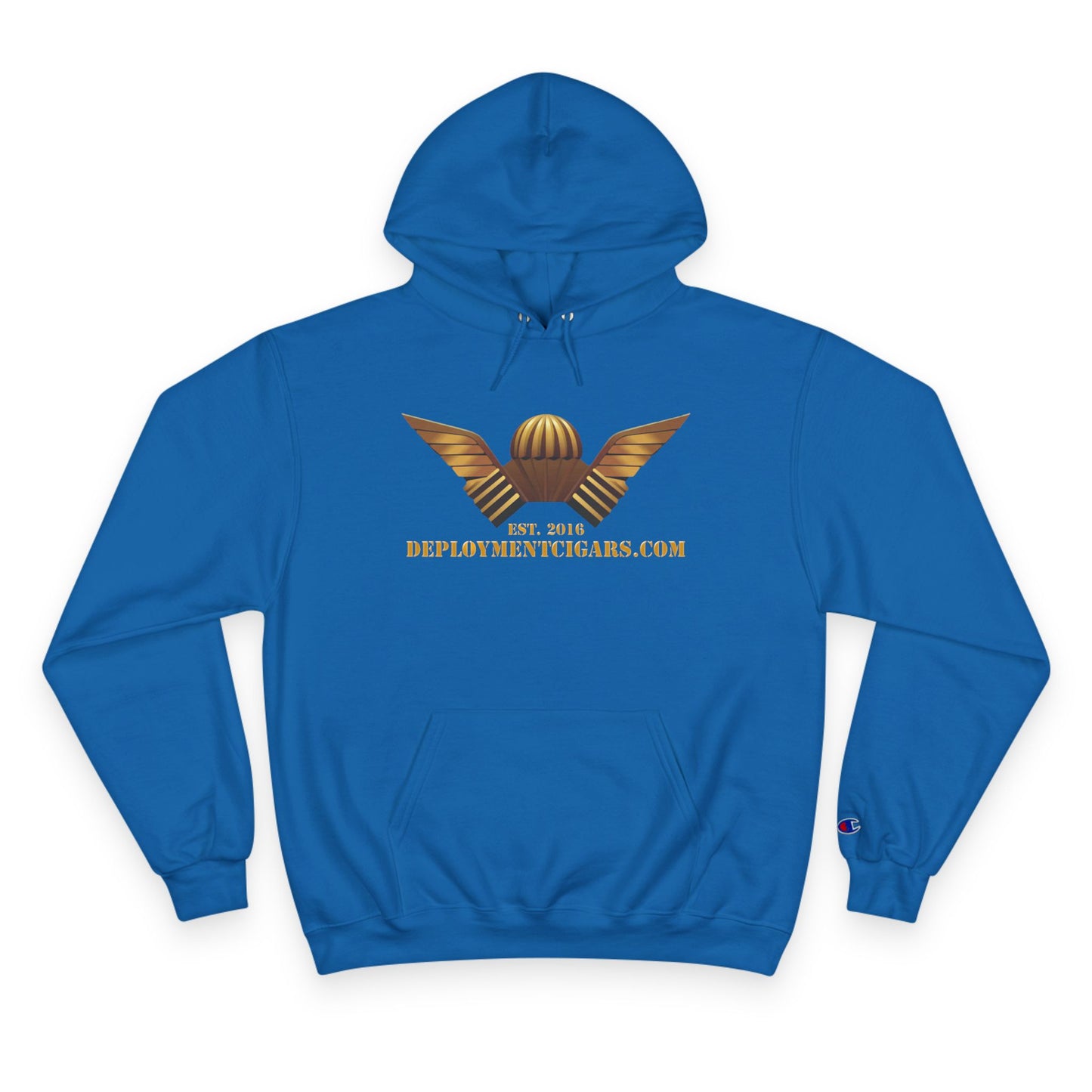 Champion Hoodie — Gold Wing Emblem Military-Inspired Pullover