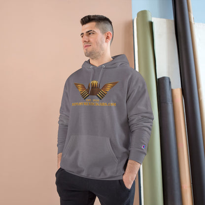 Champion Hoodie — Gold Wing Emblem Military-Inspired Pullover