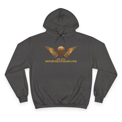 Champion Hoodie — Gold Wing Emblem Military-Inspired Pullover