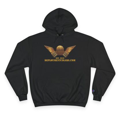 Champion Hoodie — Gold Wing Emblem Military-Inspired Pullover