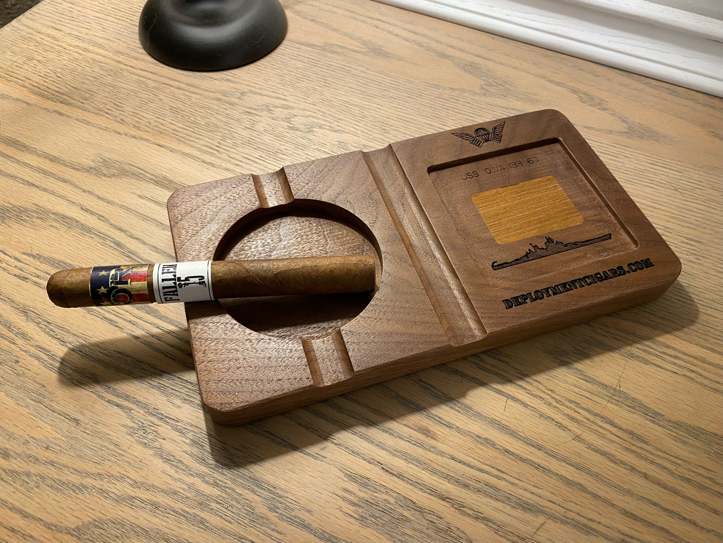 Handcrafted USS Iowa Cigar & Whiskey Tray: Ashtray and Drink Holder